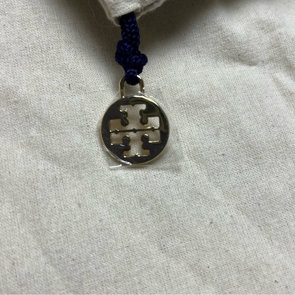 New Tory Burch Dust Bag 15 in x 12 Canvas Drawstring Strap Geometric Trim Charm - Picture 2 of 6